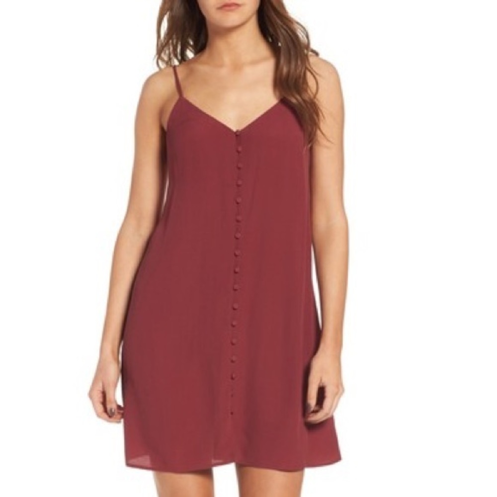 Burgundy Button Down Cami Dress